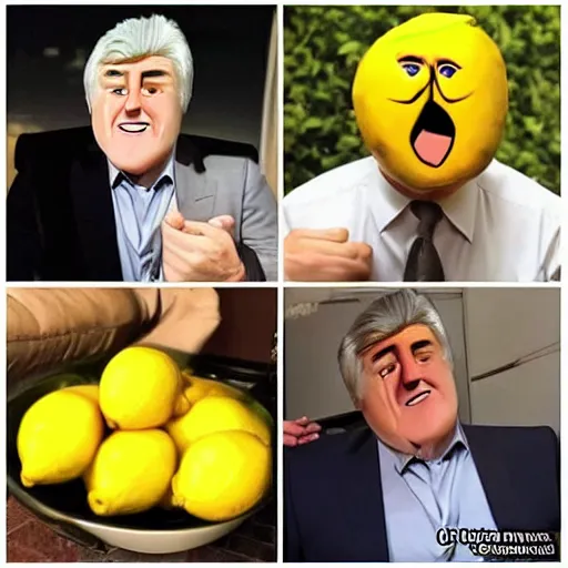 Image similar to a lemon with jay leno's face