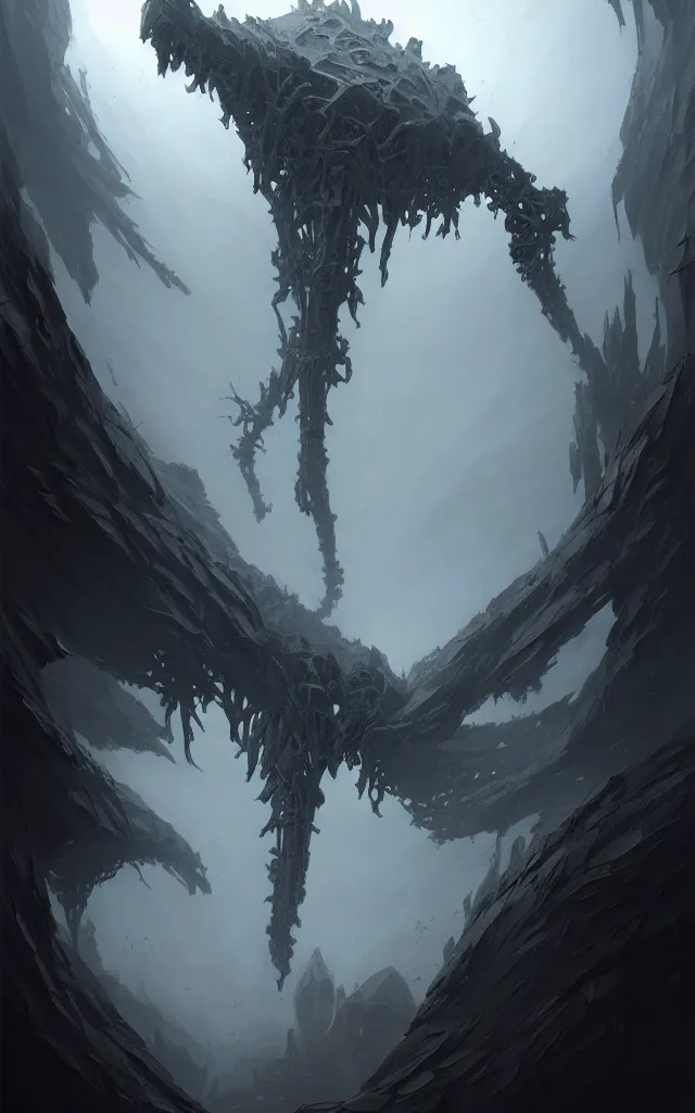Image similar to professional concept art of a symmetrical fractal ominous floating robotic terrifying giant thing in a dark room by artgerm and greg rutkowski ( thin white border ). an intricate, elegant, highly detailed digital painting, concept art, smooth, sharp focus, illustration, in the style of cam sykes, wayne barlowe, igor kieryluk.