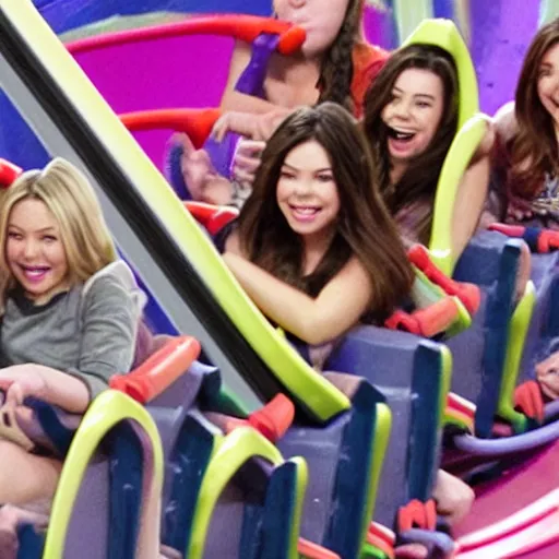 Prompt: icarly on a rollercoaster detailed face