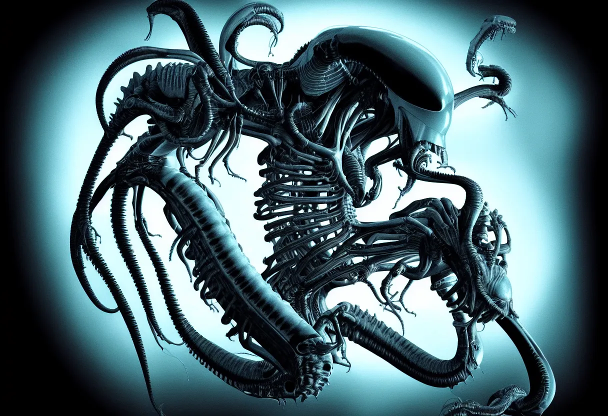 Prompt: x - ray of a xenomorph