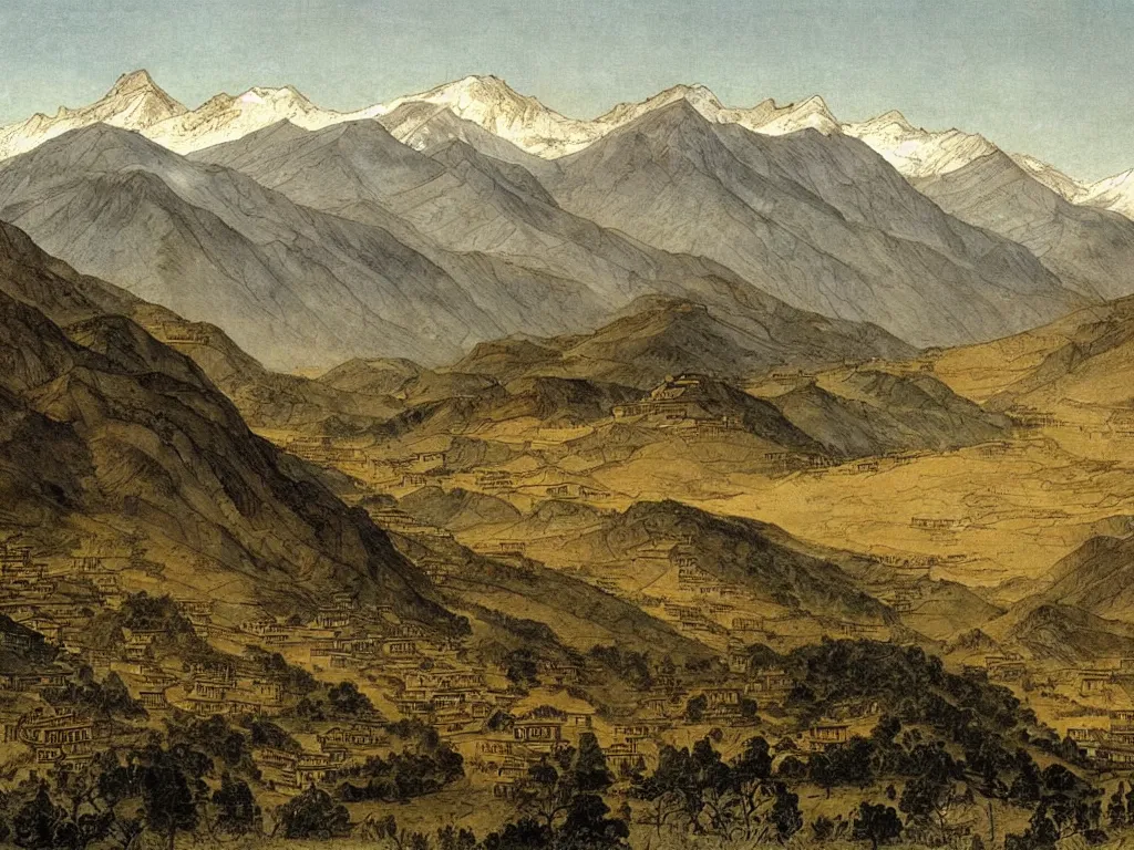 Prompt: View of the old Tibet. Painting by Caspar David Friedrich.