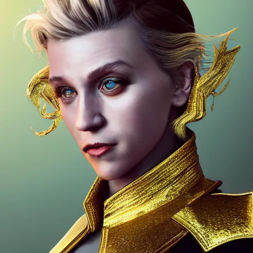 Image similar to hyperdetailed portrait of kate mckinnon made of iridescent metals, shiny gems, inspired by ross tran and wlop and masamune shirow and kuvshinov, concept art, intricate, photorealistic, octane render, rtx, hdr, unreal engine, dnd digital art by artgerm,