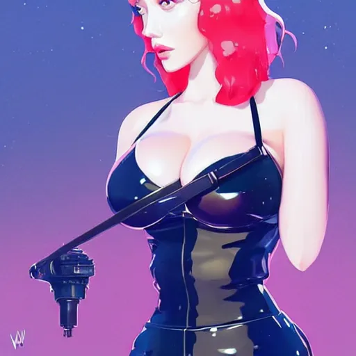 Prompt: a beautiful christina hendricks kat dennings kim larsen nicki minaj alluring instagram model in elaborate latex tank top, by guweiz and wlop and ilya kuvshinov and artgerm and makoto shinkai and studio ghibli, symmetrical eyes, aesthetic, gorgeous, stunning, alluring, attractive, artstation, deviantart, pinterest, digital art