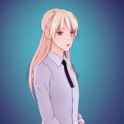 Prompt: portrait of a scottish teenage girl with pinkish blonde hair, glowing skin, awkward, nerdy, fantasy, intricate, elegant, dress shirt, anime key visual, studio ghibli, trending on artstation, 8k UHD, low angle