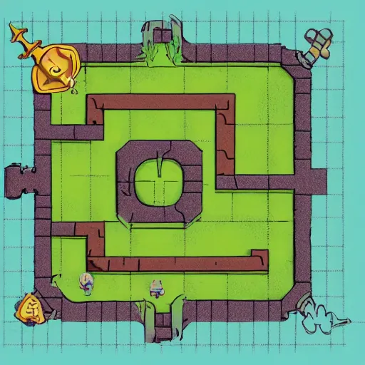 Image similar to d & d style battle map with grid inspired by adventure time