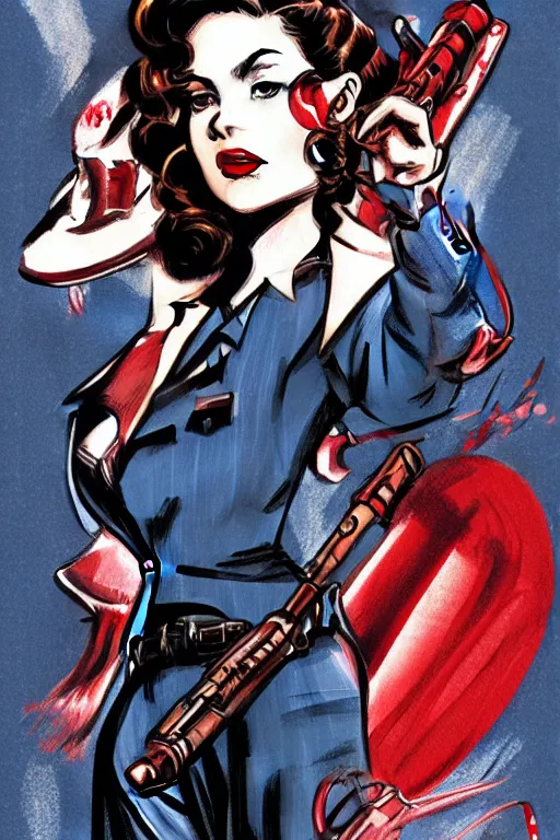 Image similar to Agent carter illustration concept art in the style of Amano, Yoshitaka