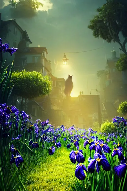 Image similar to a cat looking at the most beautiful thing in the world, wide irises, this is beautiful, volumetric lighting, epic composition, hyper detailed, ultra realistic, sharp focus, octane render, pinterest trending, sense of awe, 4 k