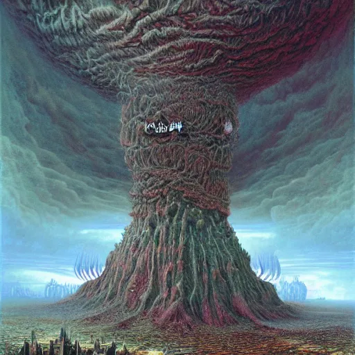 Prompt: a hybrid of the mandelbox and a barren hellscape populated by demons, illustrated by thomas kincade and wayne douglas barlowe, hyperrealism