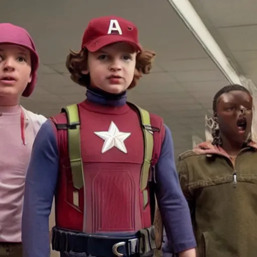 Prompt: the avengers are in stranger things