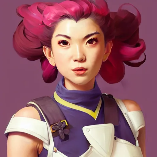 Image similar to greg manchess portrait painting of sakura from fortnite as overwatch character, medium shot, asymmetrical, profile picture, organic painting, sunny day, matte painting, bold shapes, hard edges, street art, trending on artstation, by huang guangjian, gil elvgren, ruan jia, greg rutkowski, gaston bussiere