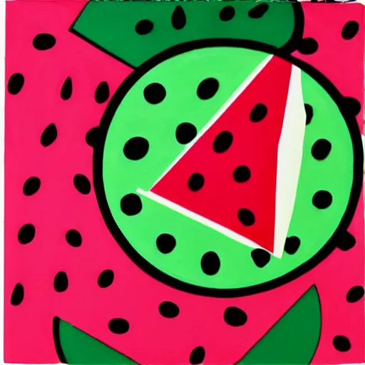 Prompt: watermelon slice, romero brito