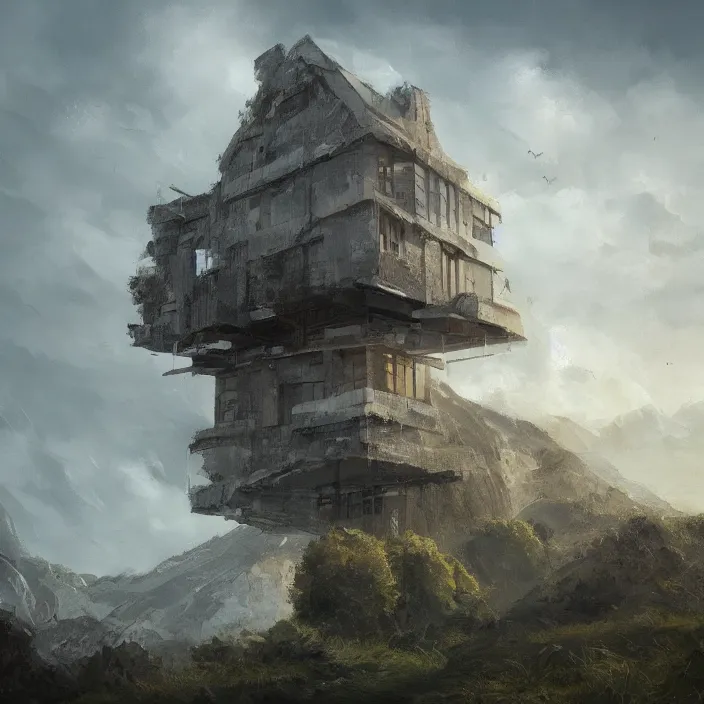 Image similar to a building in a landscape, trending on artstation