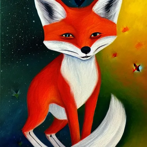 Image similar to child fox comet. painting by carle eric