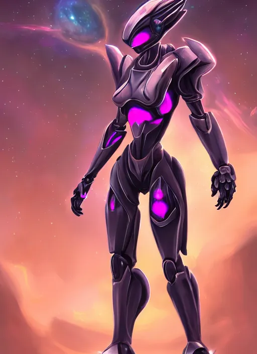 Image similar to cinematic shot, cosmic sized perfectly proportioned stunning beautiful hot anthropomorphic robot female mecha dragon, female dragon head, silver, fuschia flesh, floating in empty space, nebula sized, larger than galaxies, holding a tiny galaxy, epic proportions, epic size, epic scale, furry art, dragon art, giantess art, warframe fanart, furaffinity, deviantart