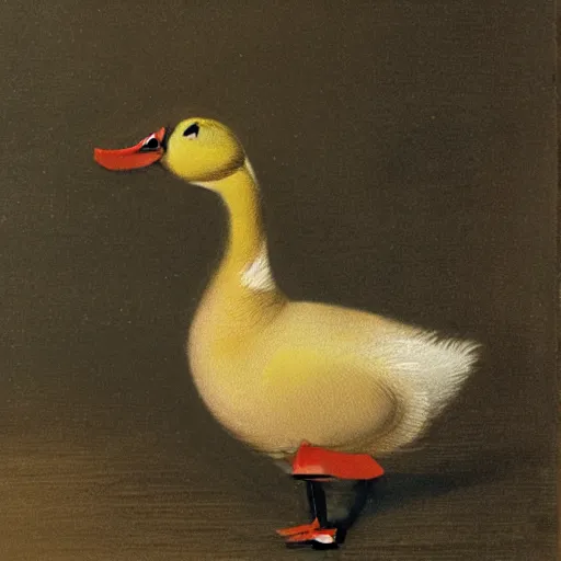 Image similar to a duck in the style of Stephen Cartwright