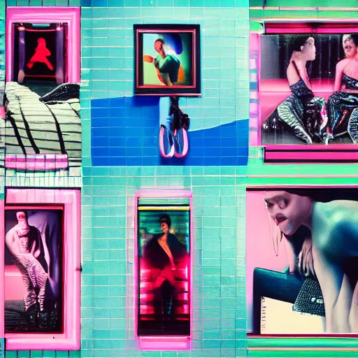 Image similar to nike campaign in the style of tyler mitchel, blue rays, redshift, wide shot, coloured polaroid photograph, pastel, kodak film, hyper real, stunning moody cinematography, by maripol, fallen angels by wong kar - wai, 3 5 mm, style of suspiria and neon demon, david hockney, detailed, film photography