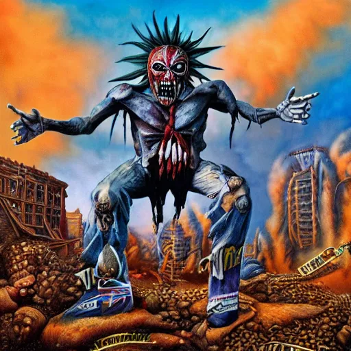 Image similar to iron maiden killers album cover 8 k resolution hyperdetailed surrealism