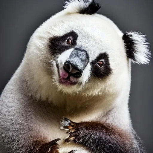 Image similar to poala, a hybrid of a panda bear and a koala, cute photograph, f / 1 6, 3 5 mm, award - winning photography, soft lighting