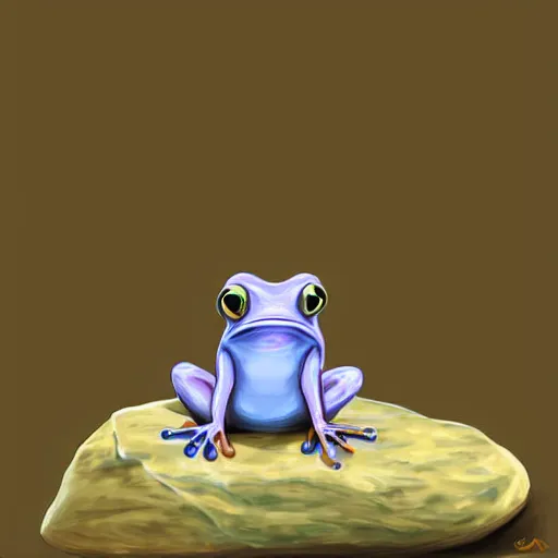 Prompt: cutest frog sitting on a rock and sing, digital painting