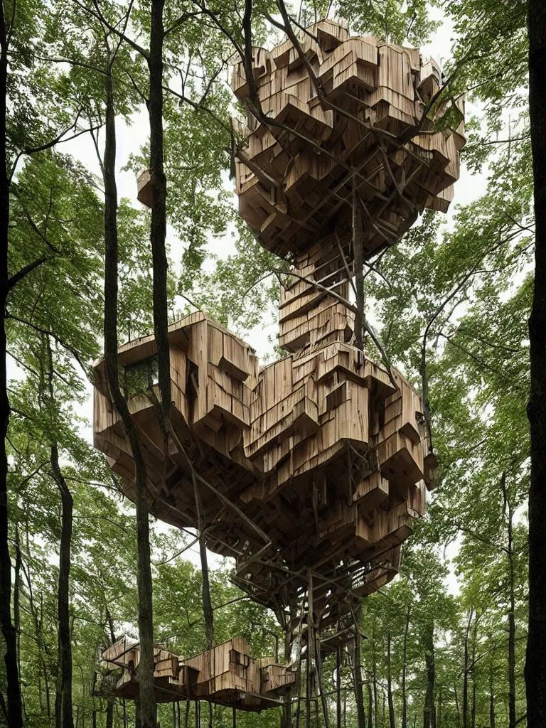 Prompt: stunning treehouse by gregory crewdson, victor enrich, mc escher thomas heatherwick dan hillier