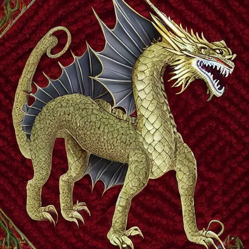 Prompt: Dragon from Game of Thrones as russian Tsar,