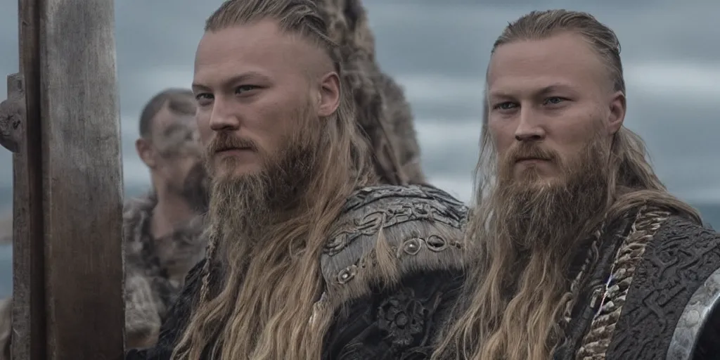 Prompt: ragnar lothbrok in a ship looking for new lands, 8k, ultra realistic