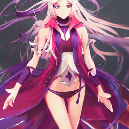 Image similar to beautiful full body image of chloe von einzbern from fate, fate / kaleid liner prisma illya, high details, high resolution, noise filtered, artstation, 4 k, highly detailed, high quality, digital painting masterpiece, beautiful brush strokes