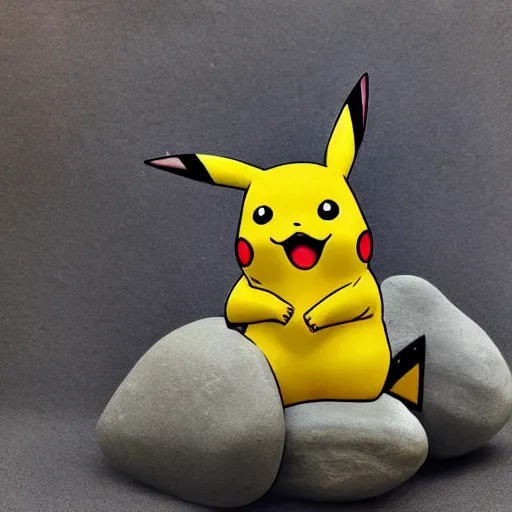 Prompt: Pikachu made out of stone