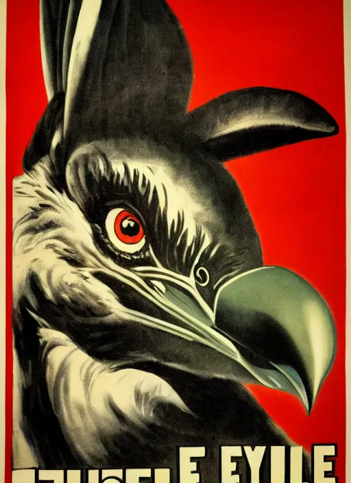 Image similar to vulture eye in 1940s propaganda poster, full hd,highly detailed