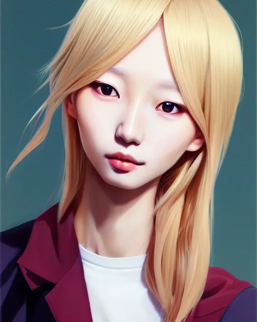 Image similar to portrait of Soo Joo Park as Anime girl cute-fine-face, blonde hair, pretty face, realistic shaded Perfect face, fine details. Anime. realistic shaded lighting by Ilya Kuvshinov Giuseppe Dangelico Pino and Michael Garmash and Rob Rey