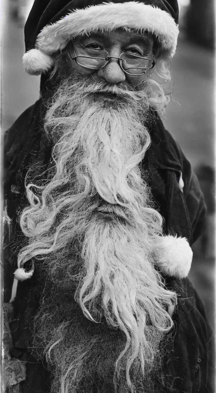 Prompt: hobo santa portrait, candid photo from streets of portland, american depression, 1 9 8 8