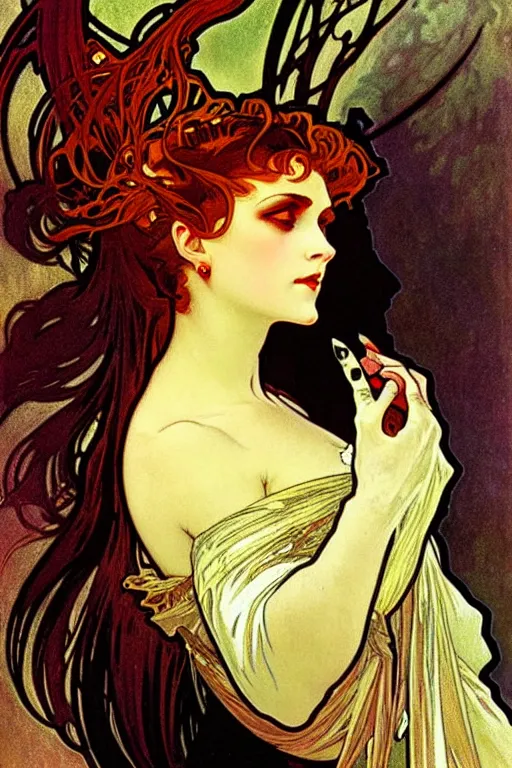 Image similar to vampire princess portrait painted by alphonse mucha