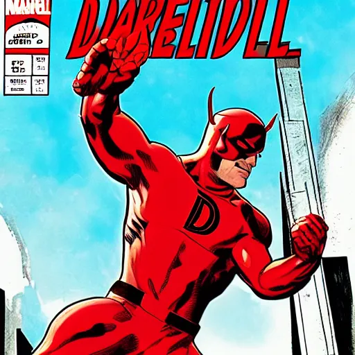 Image similar to detailed daredevil, comic book cover