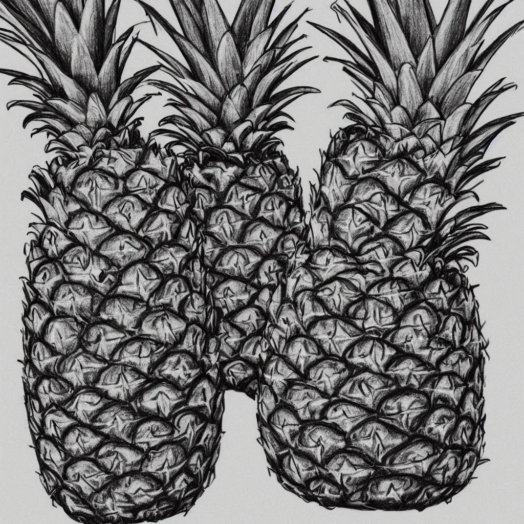 Prompt: pencil drawn pineapples texture art, 4k