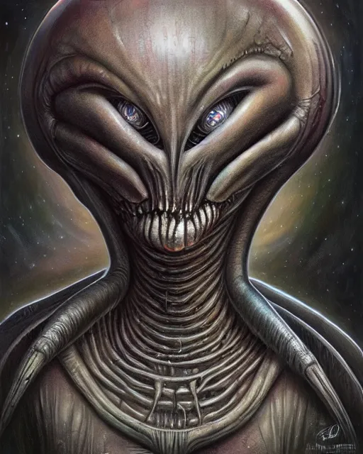 Image similar to highly detailed giger alien, hyper realistic, artstation, illustration, nicoletta ceccoli, mark ryden, lostfish, dan decarlo, bob clampett, max fleischer, digital paint, matte paint, vivid colors, detailed and intricate environment