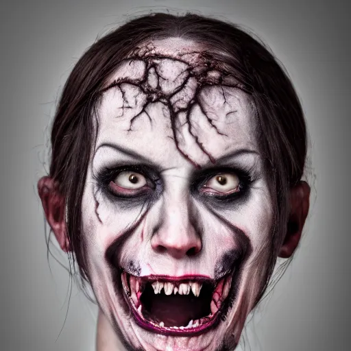 Image similar to a scary portrait of a horror witch, hyper realistic, 1 0 0 mm, studio lighting