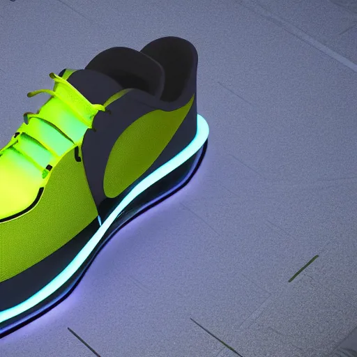 Prompt: design of a cyberpunk nike running shoe from the future, 8k, cycles render