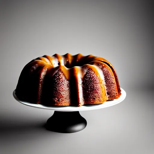 Image similar to portrait of a glazed bundt cake on a cake stand shaped like a woman\'s body, digital art, cinematic, ultradetail, 8k, trending on artstation