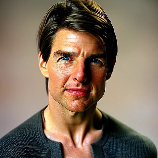 Prompt: a portrait photo of 25 year old tom cruise, with a shocked expression, looking forward