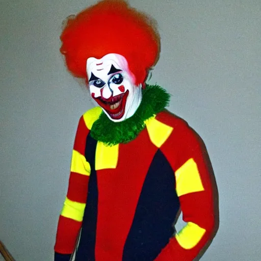 Image similar to creepy clown in your house at night