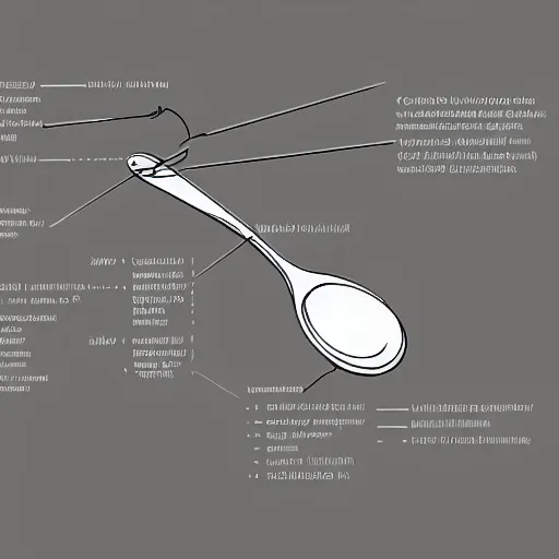 Image similar to highly detailed technical diagram of a spoon