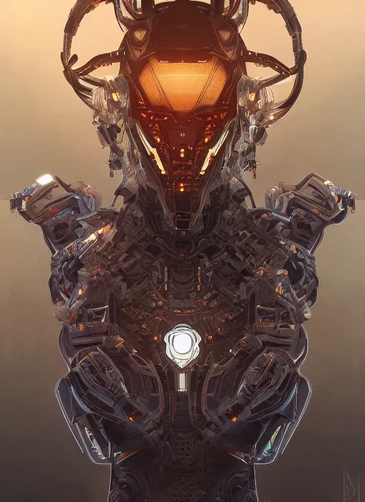 Prompt: symmetry!! portrait of robotic alien in the style of horizon zero dawn, machine face, intricate, elegant, highly detailed, digital painting, artstation, concept art, smooth, sharp focus, illustration, art by artgerm and greg rutkowski and alphonse mucha, 8 k