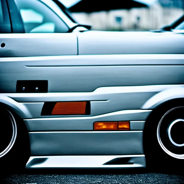 Prompt: close-up-photo BMW E36 widebody illegal JDM meet, Saitama prefecture, misty night, cinematic color, photorealistic, high detailed wheels, highly detailed bodykit,