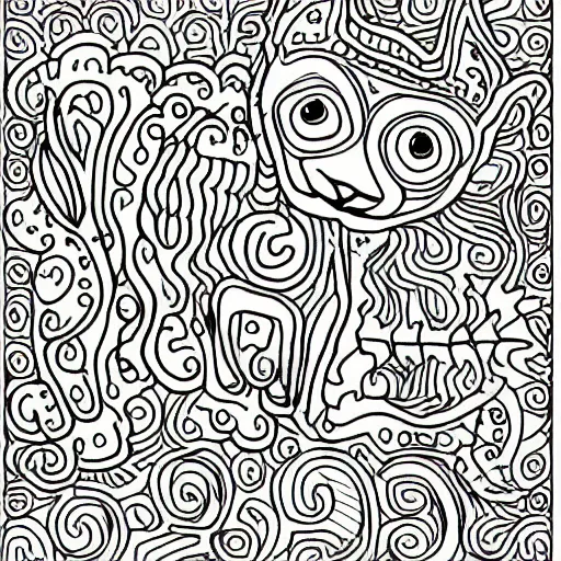 Image similar to cute animals, coloring book, outline art, digital art, drawing, simplistic