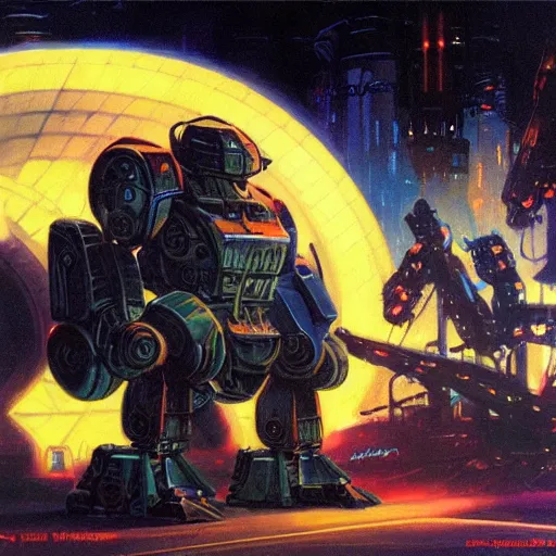 Image similar to a dark and colorful close - up of a sci - fi mecha spaceship with led lights glowing fog in the background. highly detailed science fiction painting by norman rockwell, frank frazetta, and syd mead. rich colors, high contrast, gloomy atmosphere, dark background. trending on artstation