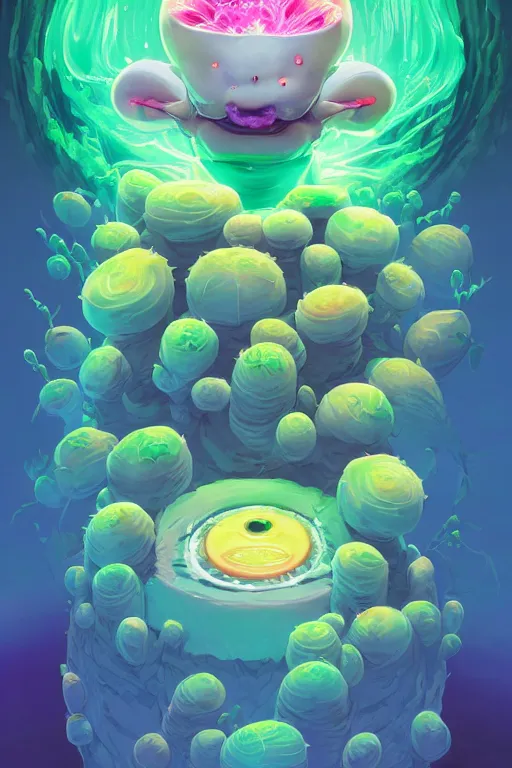 Image similar to roots cactus sushi cristal smurf ghost creature animal sushi cristal very big eye roots cactus elemental flush of force nature micro world fluo fishscale, behance hd by jesper ejsing, by rhads, makoto shinkai and lois van baarle, ilya kuvshinov, rossdraws radiating a glowing aura global illumination ray tracing hdr