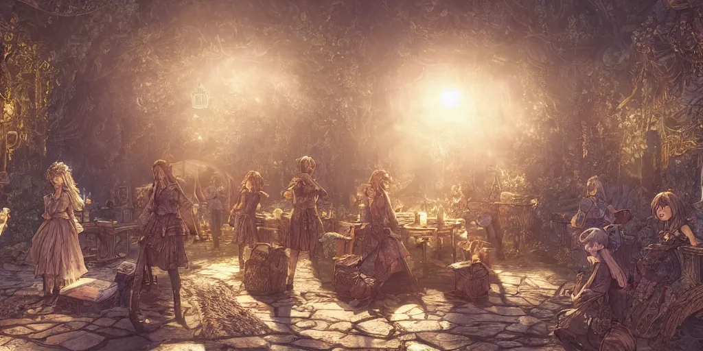 Image similar to it came as a joyous daybreak to end the long night of their captivity. ultrafine highly detailed colorful illustration, intricate linework, sharp focus, octopath traveler, final fantasy, unreal engine highly rendered, global illumination, radiant light, intricate environment