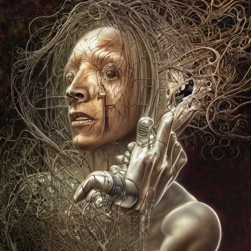 Image similar to Ghost in the machine by Tomasz Alen Kopera and hajime sorayama and salvator dali, masterpiece