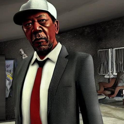 Image similar to Gangster Morgan Freeman in GTA V art