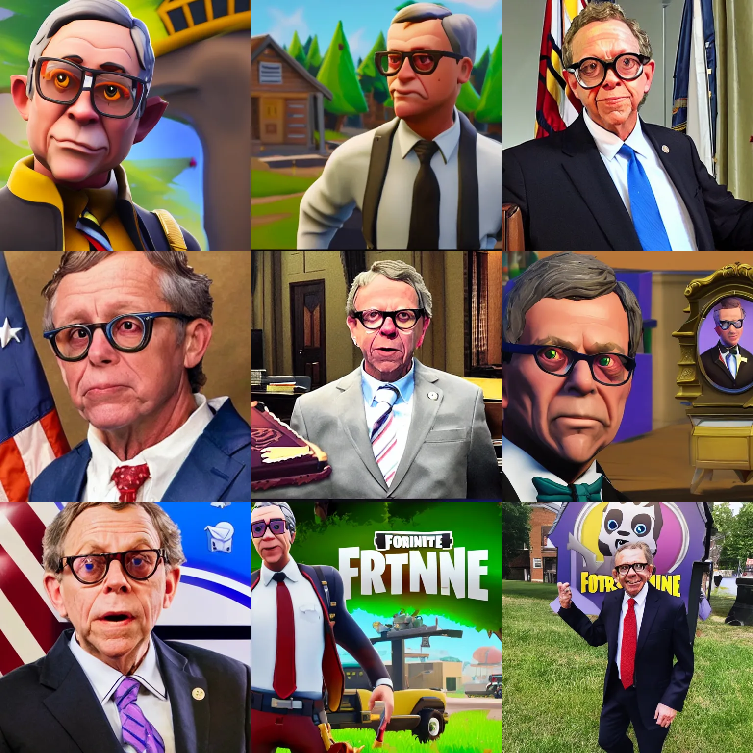 Prompt: governor mike dewine as a character in fortnite